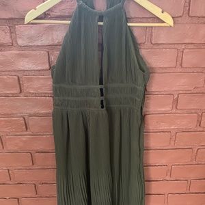 Army green high neck mini dress